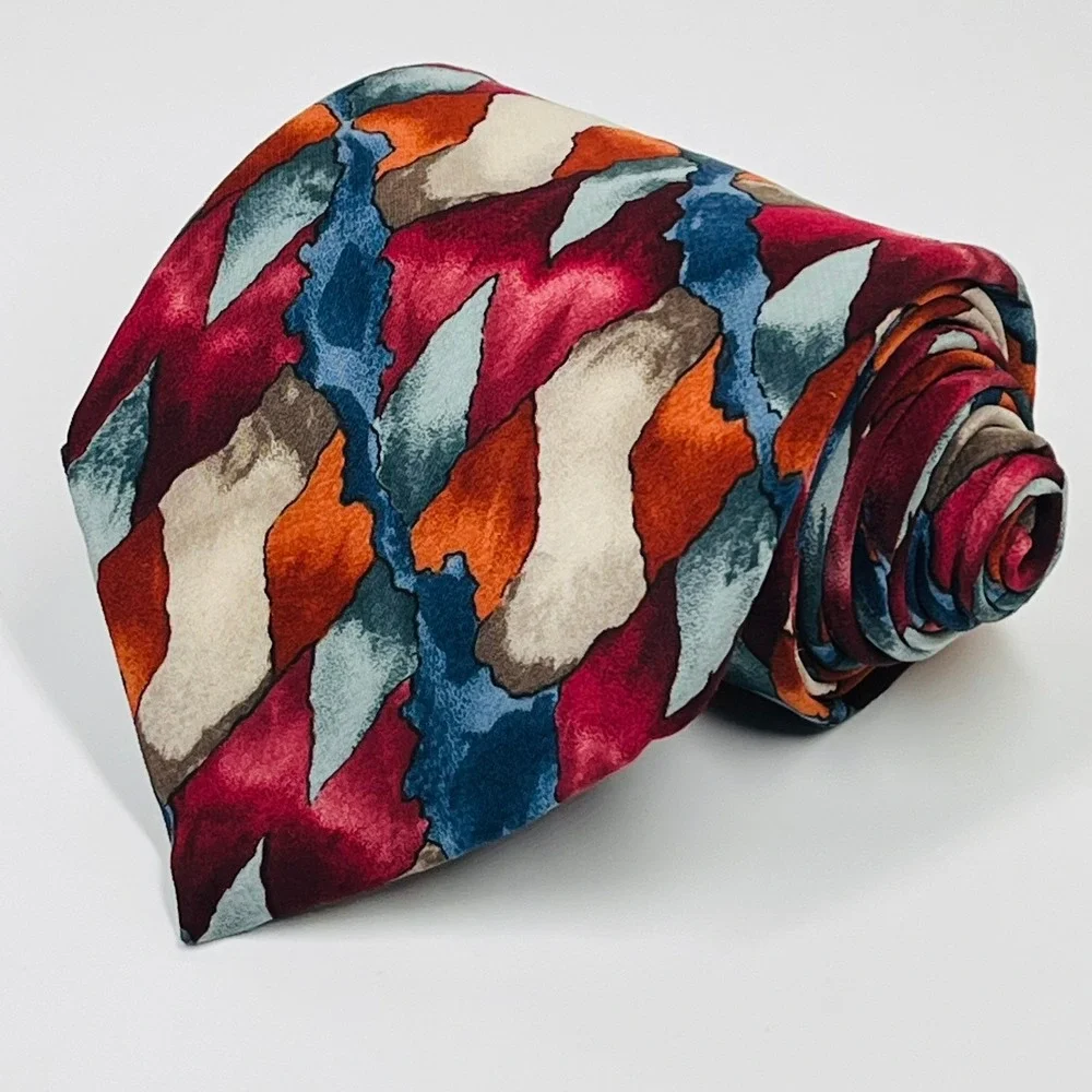 J. Garcia Blue Mountain Collection Six Silk Necktie Mens Multicolor Abstract 57